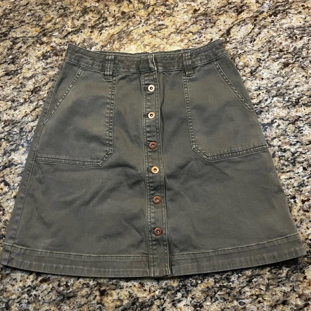 Pilcro and the Letterpress Olive Green Button Front Mini Skirt Womens Size 2‎